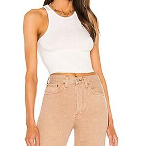#4 FREE PEOPLE | NWT High Neck Ribbed White Crop Tank Top Size Large